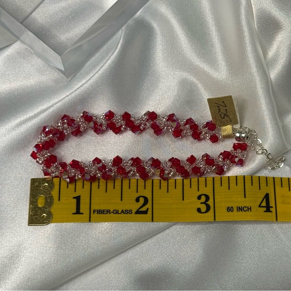 NWT Handmade Spiral Bracelet With Swarovski Crystals Magnetic Clasp (Red) - Picture 4 of 7